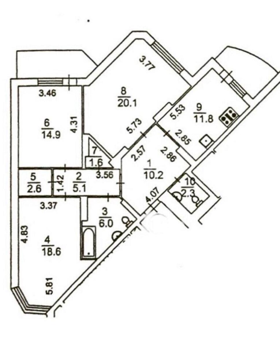 3k apartment vul. Smiljans'ka 157