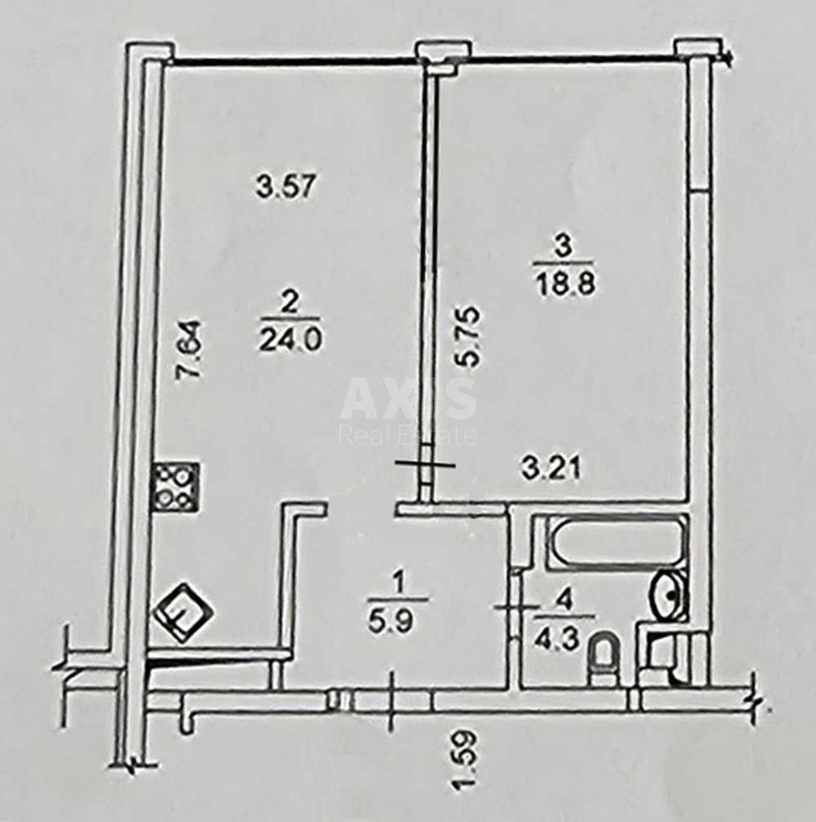 1k apartment vul. Zlatoustivs'ka 307