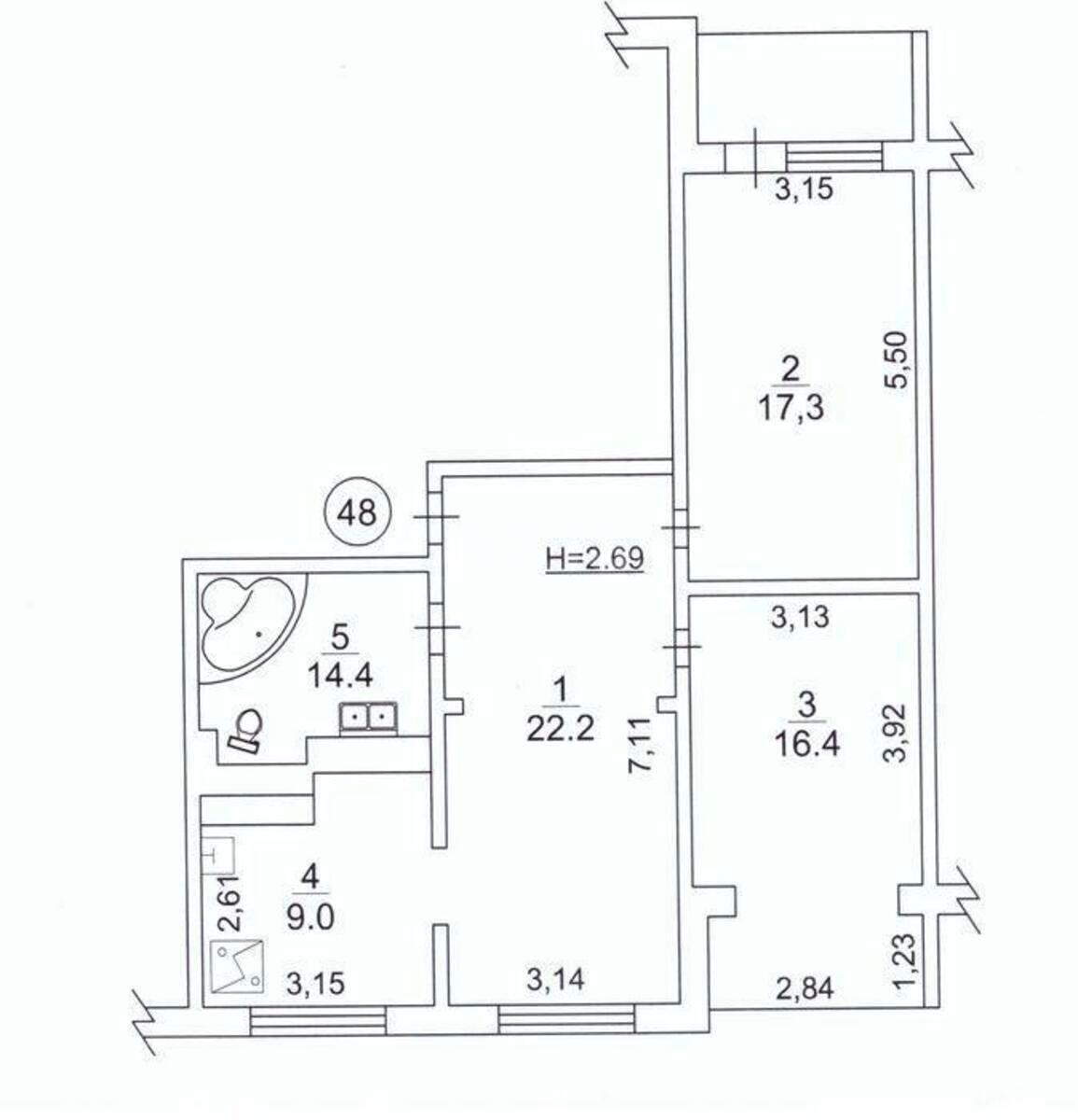 3k apartment vul. Ljatoshyns'kogo 26148811