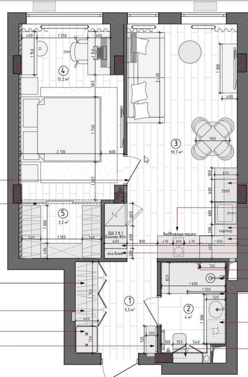 1k apartment vul. Rodyny Kistjakivs'kyh 2А10