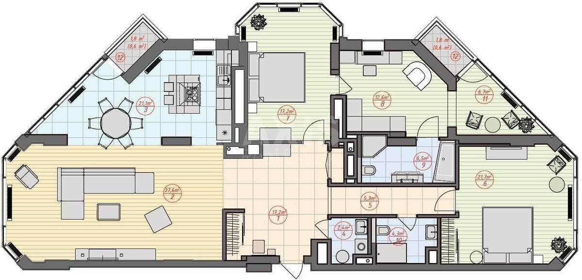 3k apartment vul. Strutyns'kogo Sergija 26123712