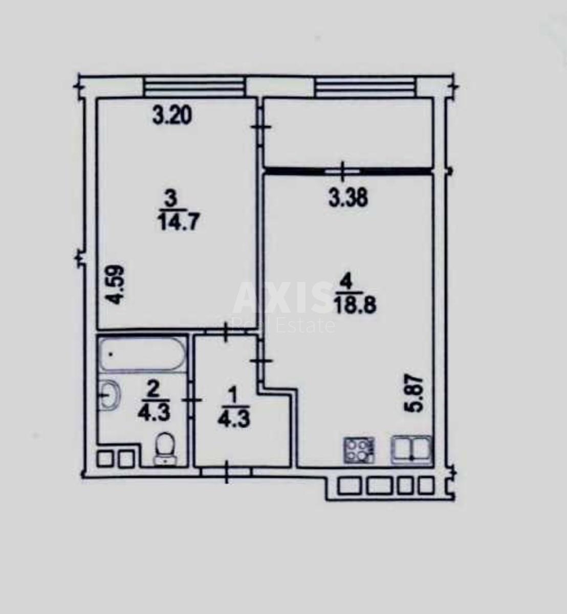 1k apartment nab. Dniprovs'ka 185