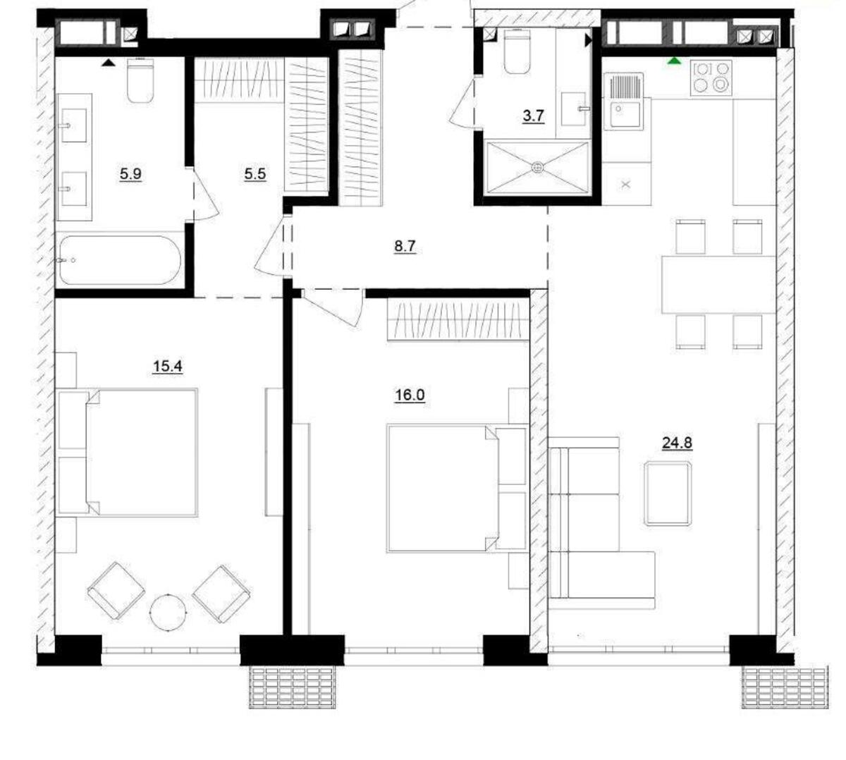2k apartment vul. Mykil's'ko-Slobids'ka 13/17633240