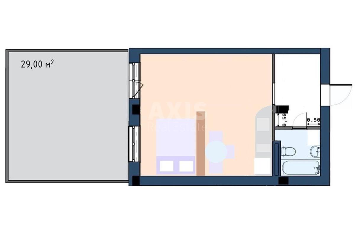 1k apartment vul. Vil'jamsa Akademika 8А9