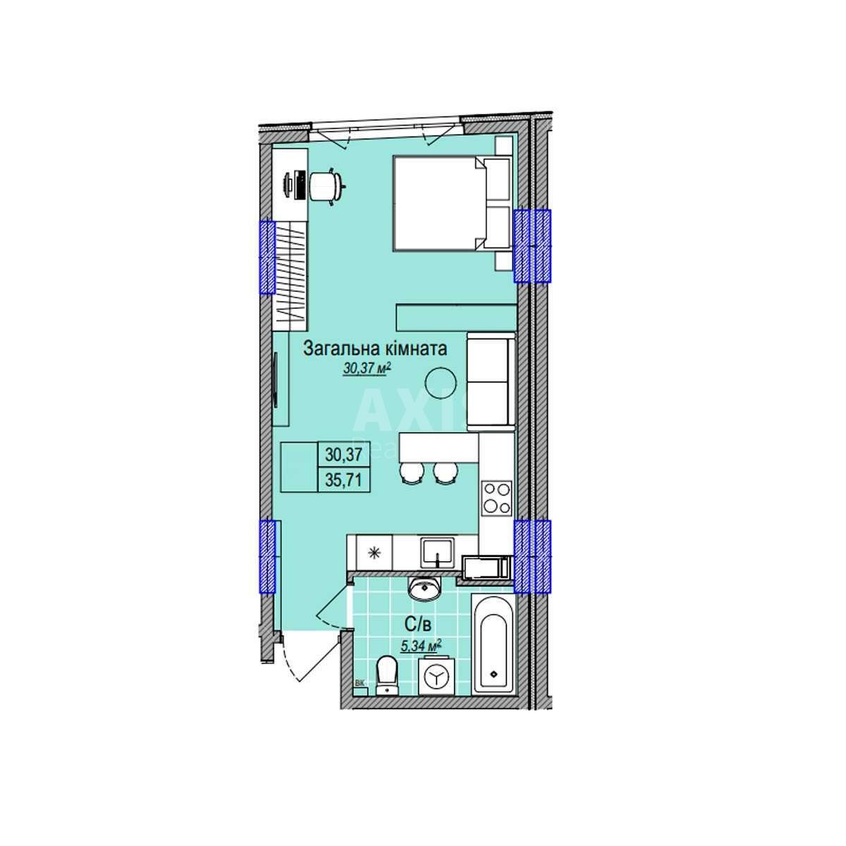 1k apartment vul. Kamianska 1274