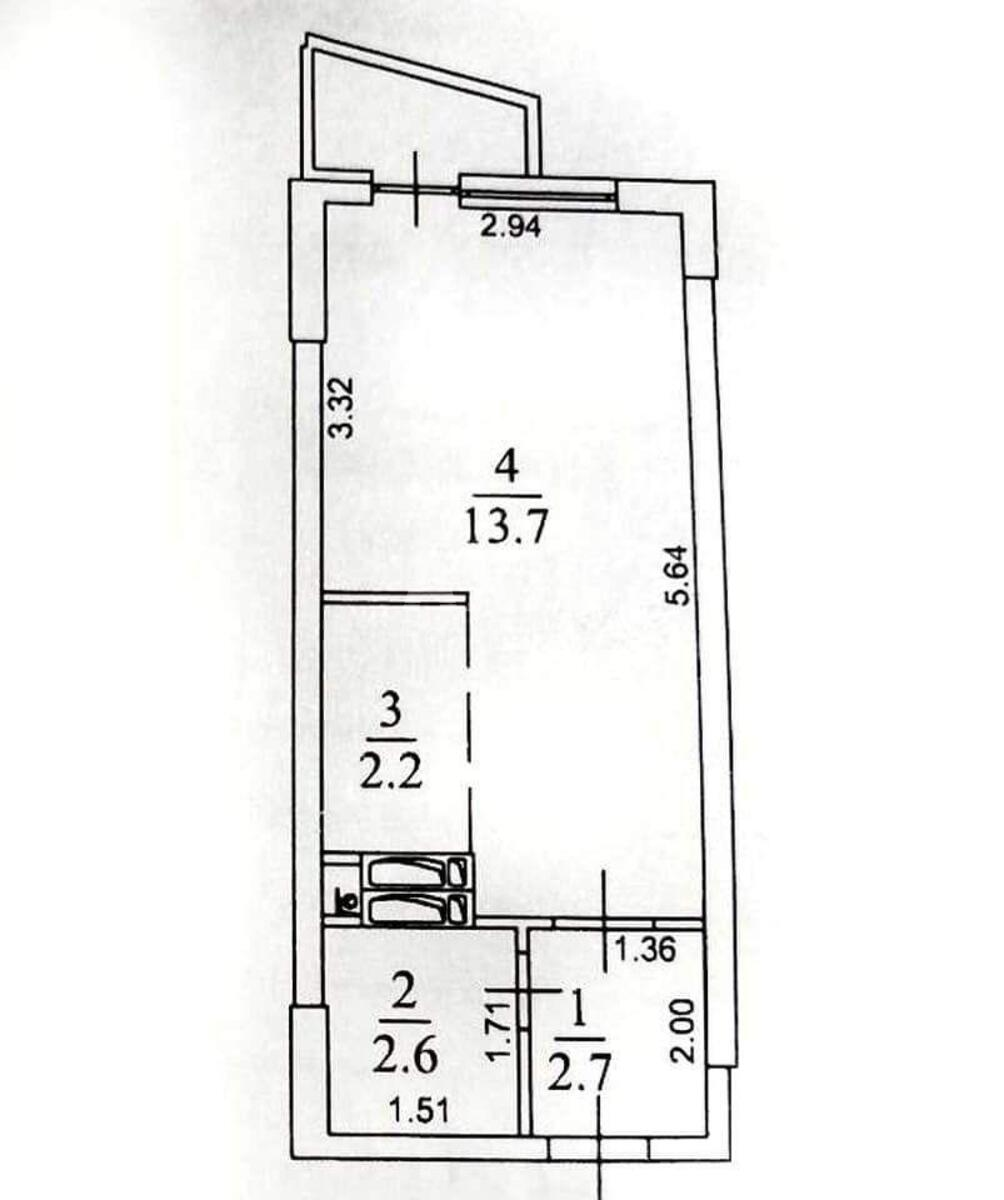 1k apartment vul. Zhabajeva Zhambyla 2212