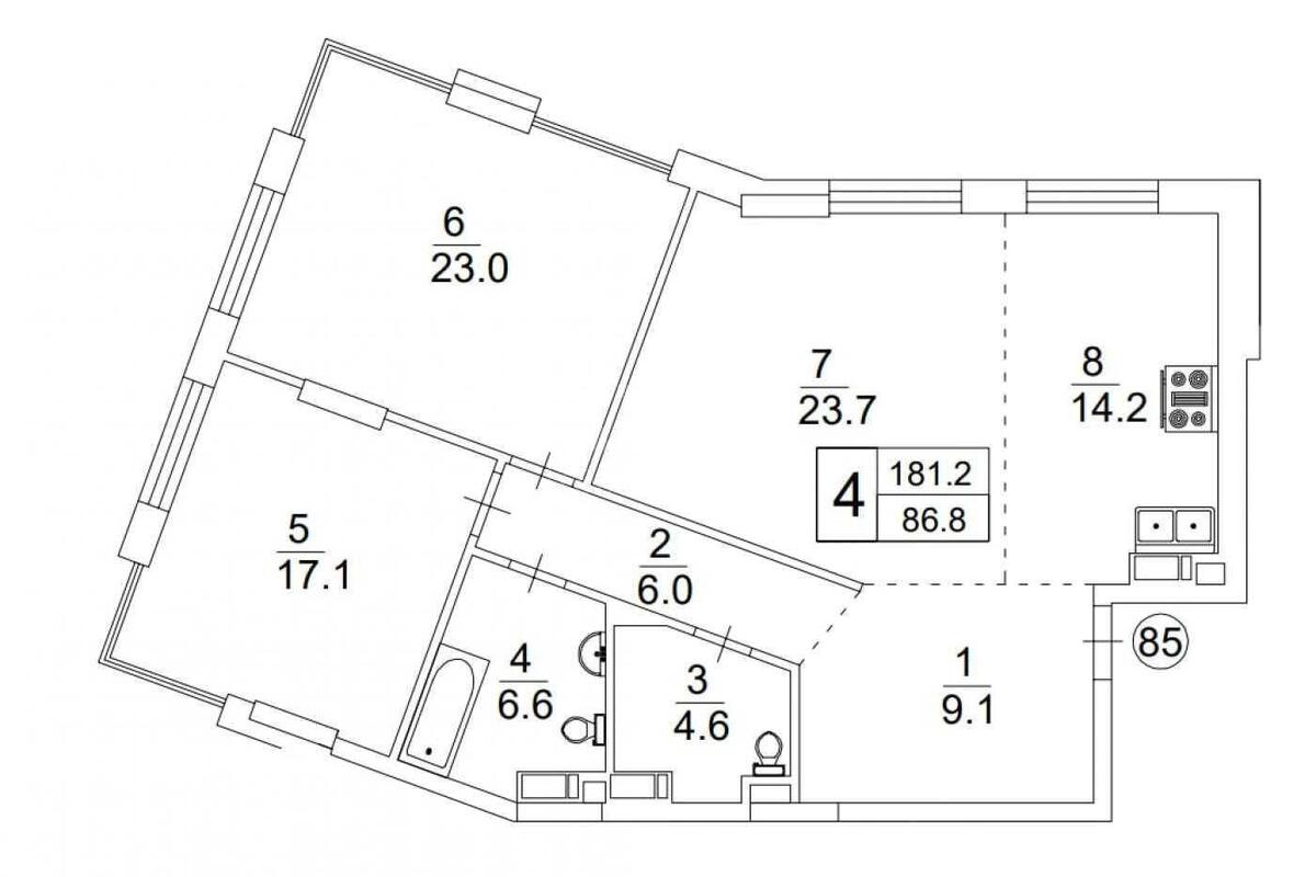 4k apartment vul. Dragomyrova Myhajla 180