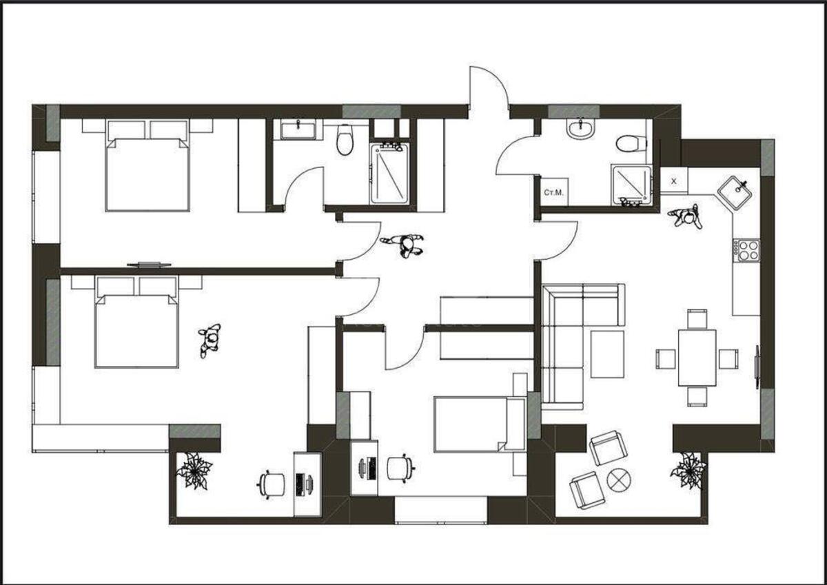 3k apartment vul. Kudri Ivana 11