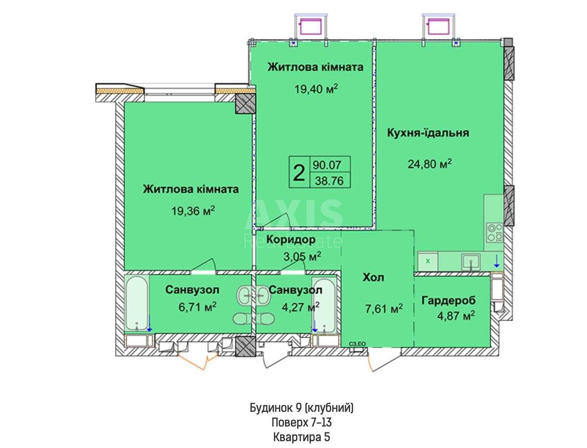 3k apartment vul. Dragomyrova Myhajla 18590721