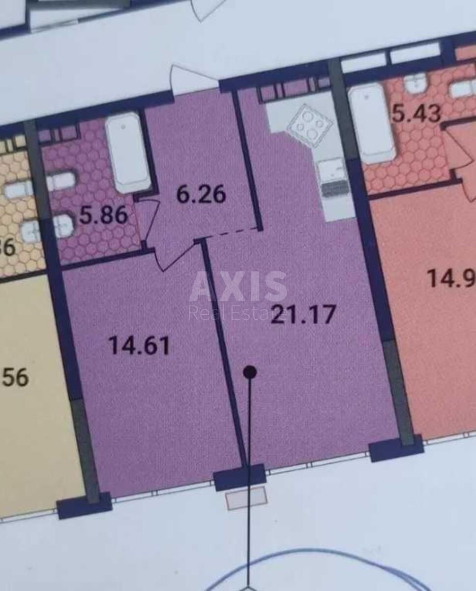 1k apartment nab. Dniprovs'ka 15628928