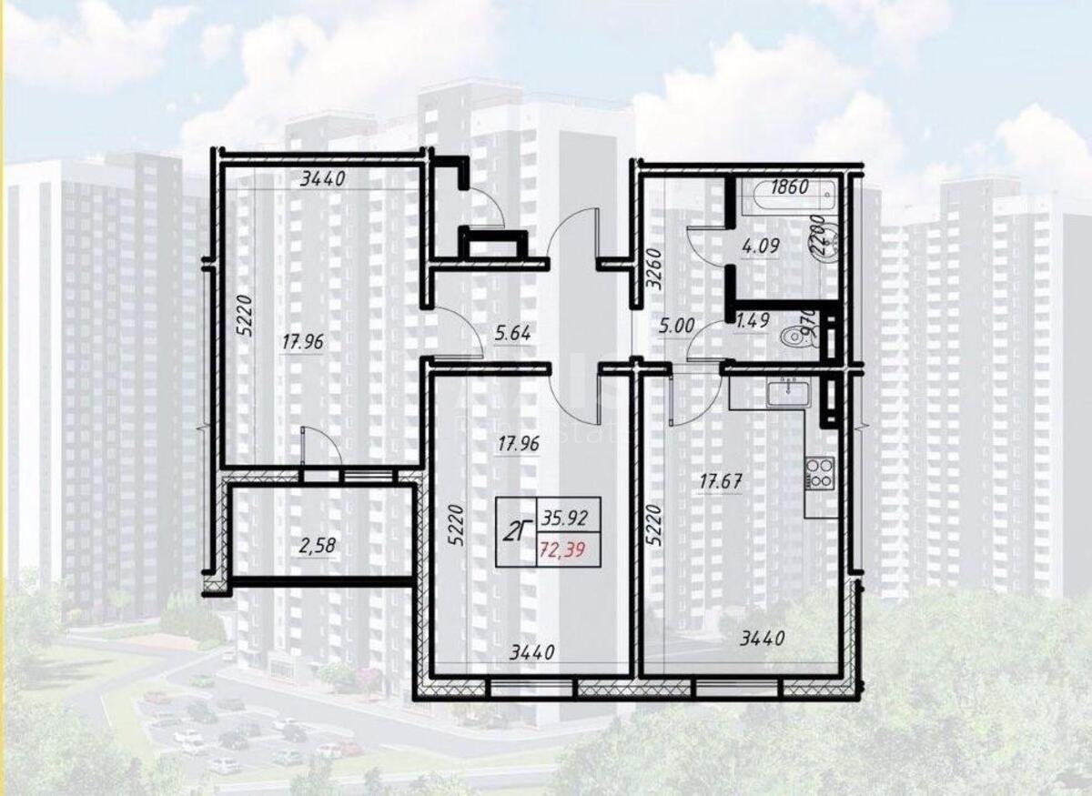 2к квартира ул. Коноплянская 226011110