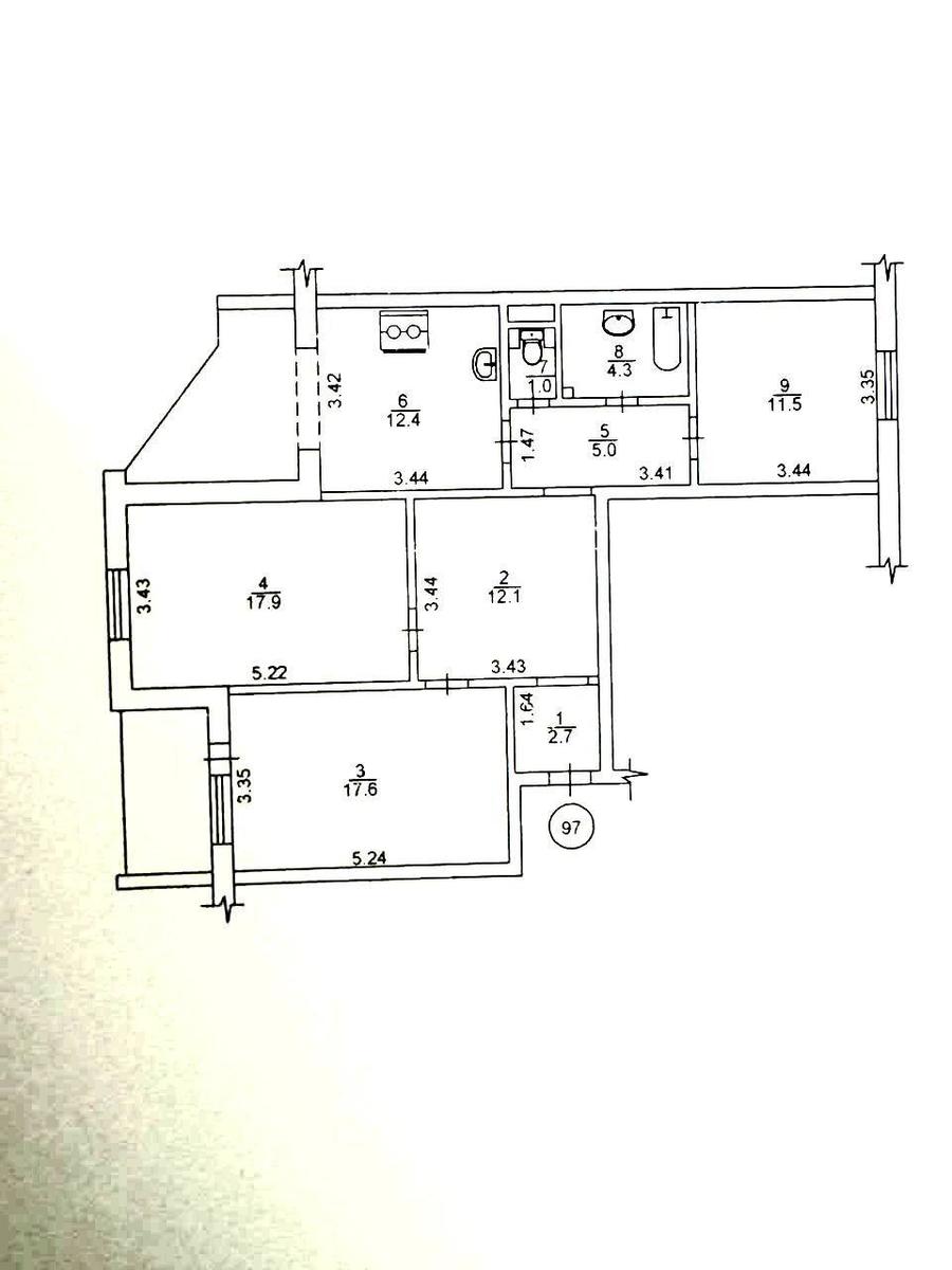 3k apartment vul. Vyshnjakivs'ka 13Б9