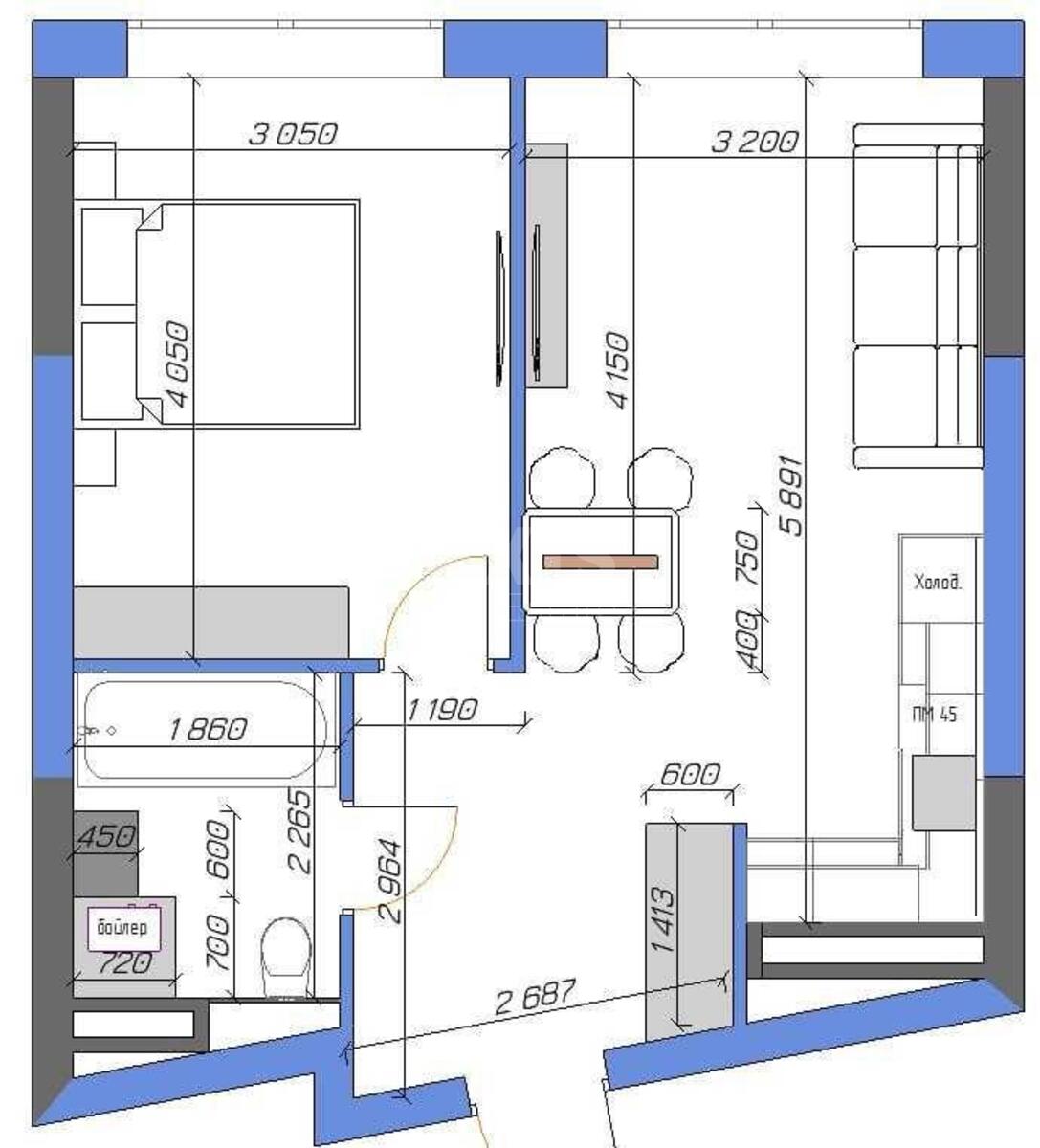 1k apartment vul. Prychal'na 106146213