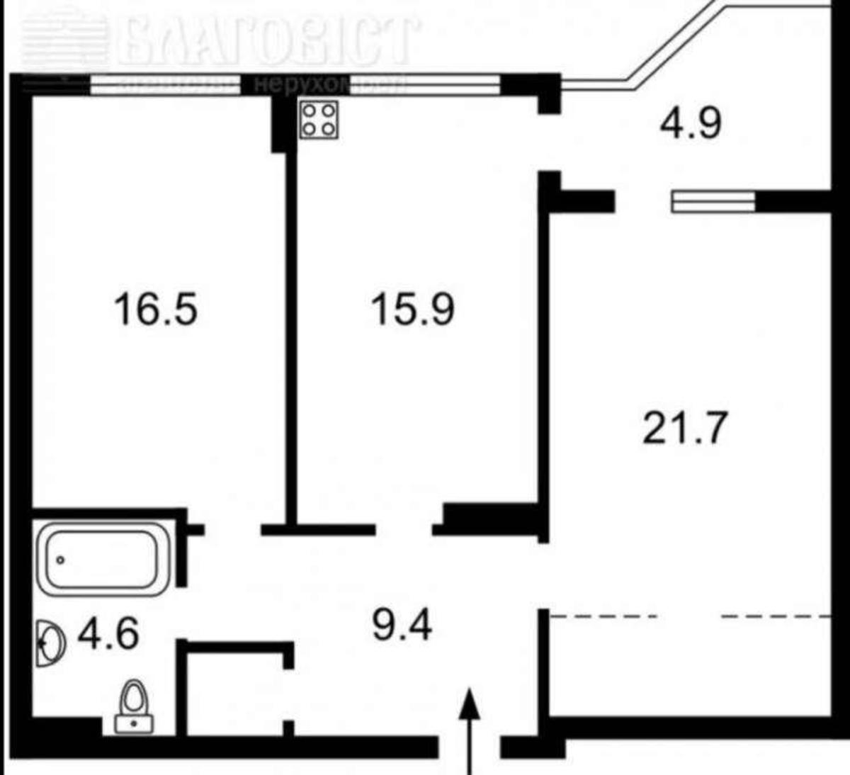 2k apartment vul. Mel'nykova 51Б231656