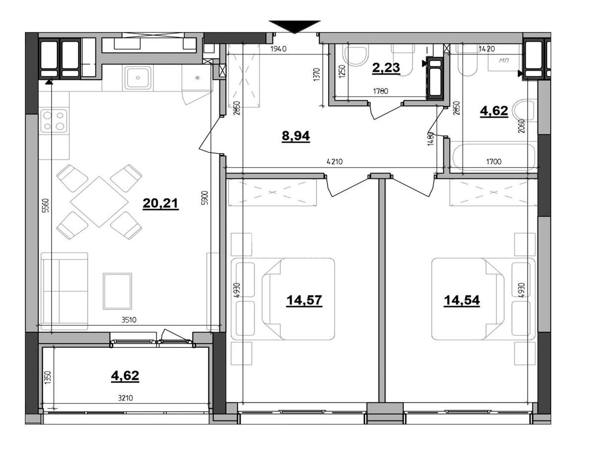 2k apartment vul. Jevgena Konoval'cja 30622641