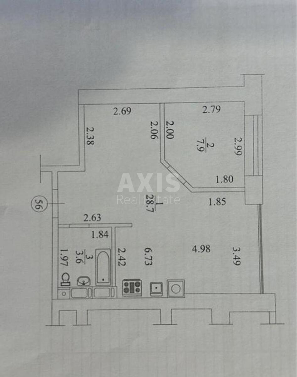 1k apartment vul. Radystiv 3211