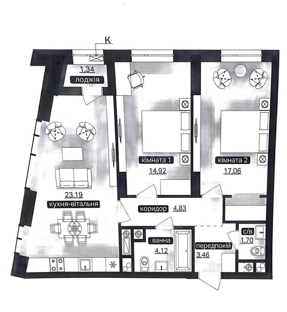 2k apartment vul. Zabolotnogo Akademika 16156114