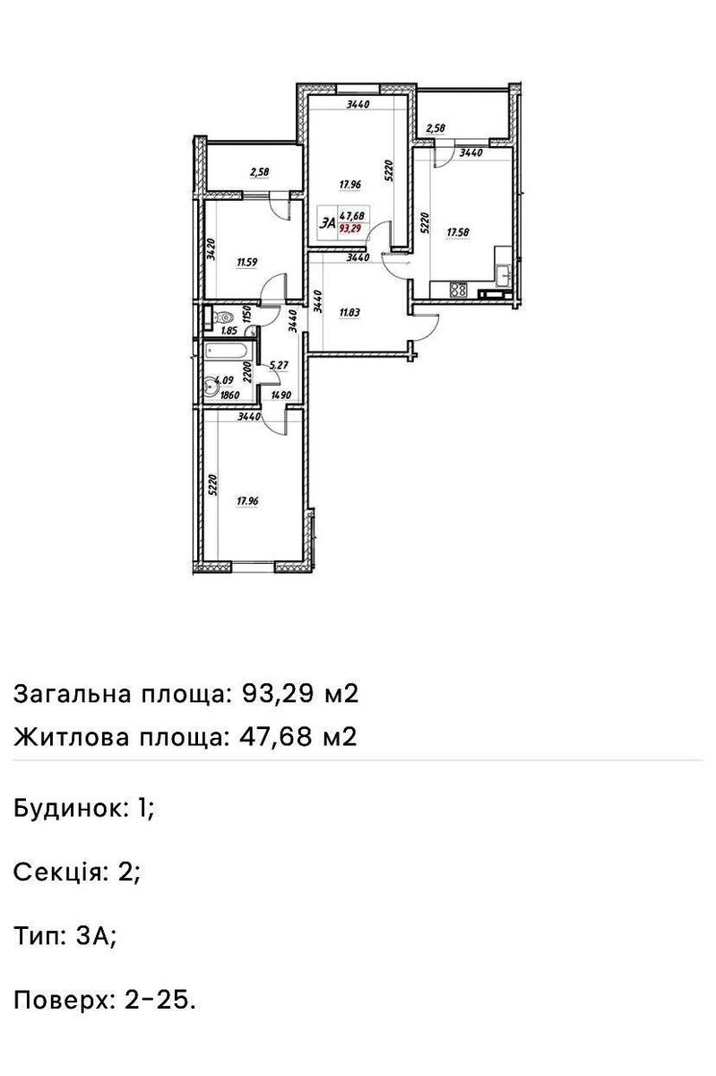3k apartment vul. Elektrotehnichna 43601080