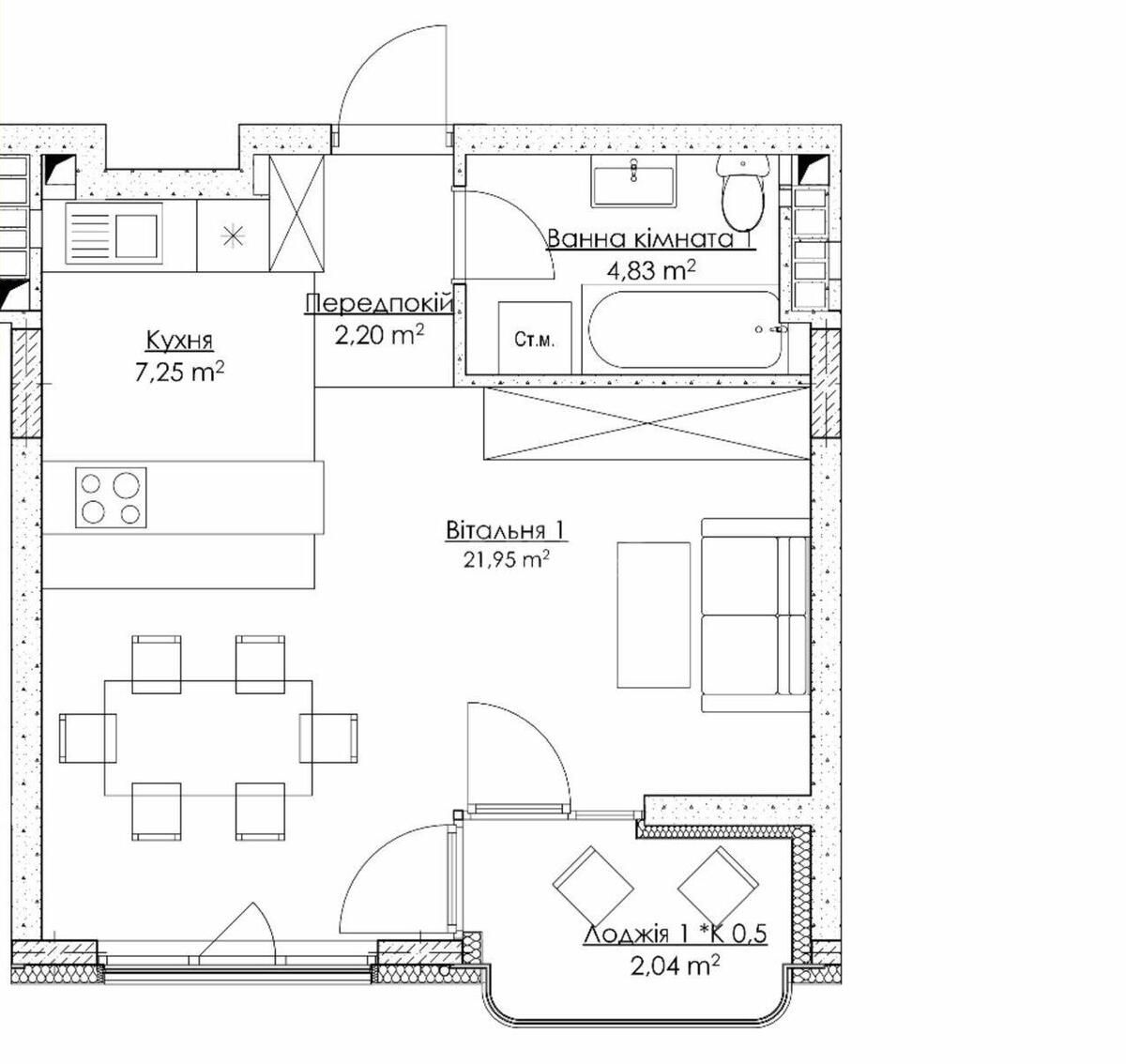 1k apartment shose Harkivs'ke 220