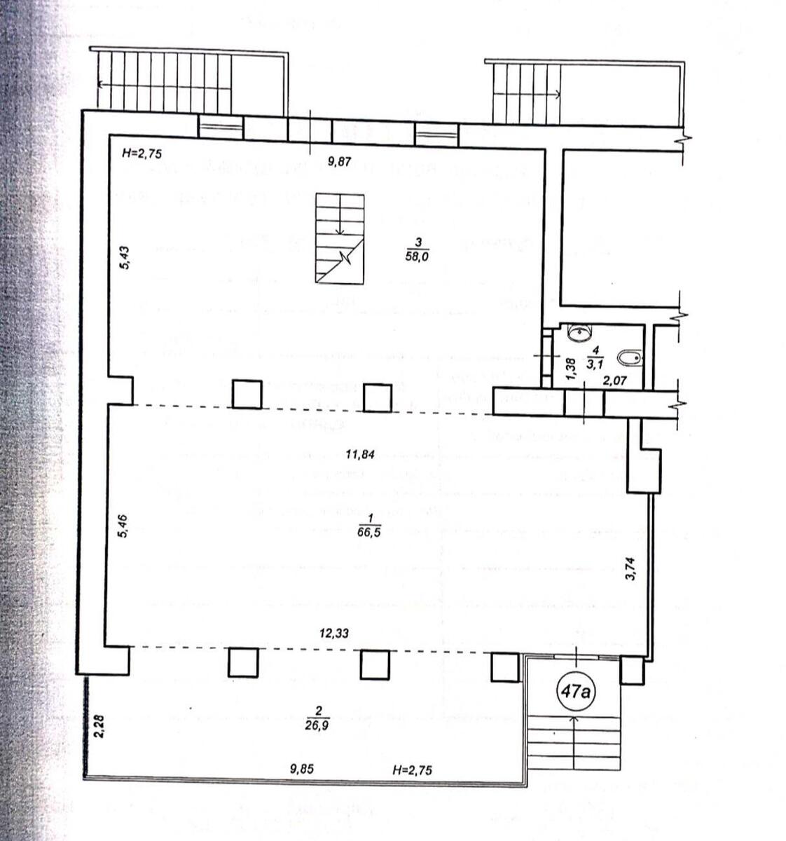Trade object bul. Shevchenka Tarasa 44, 305m210