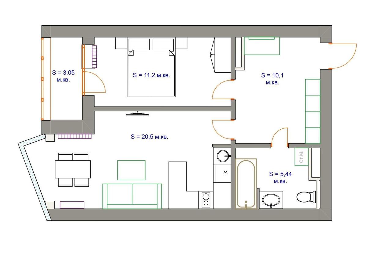 2k apartment vul. Dragomanova 2Б16