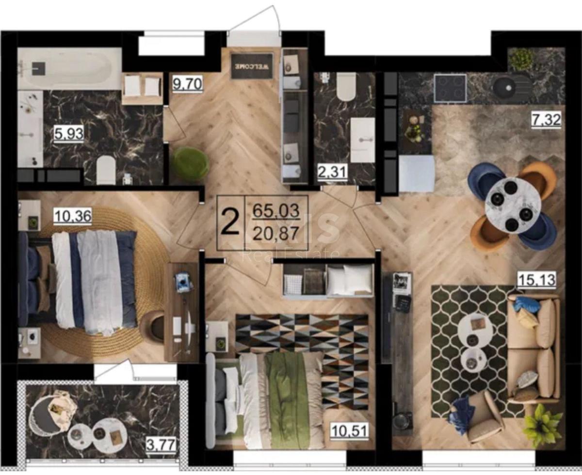 2k apartment vul. Tyraspol's'ka 437