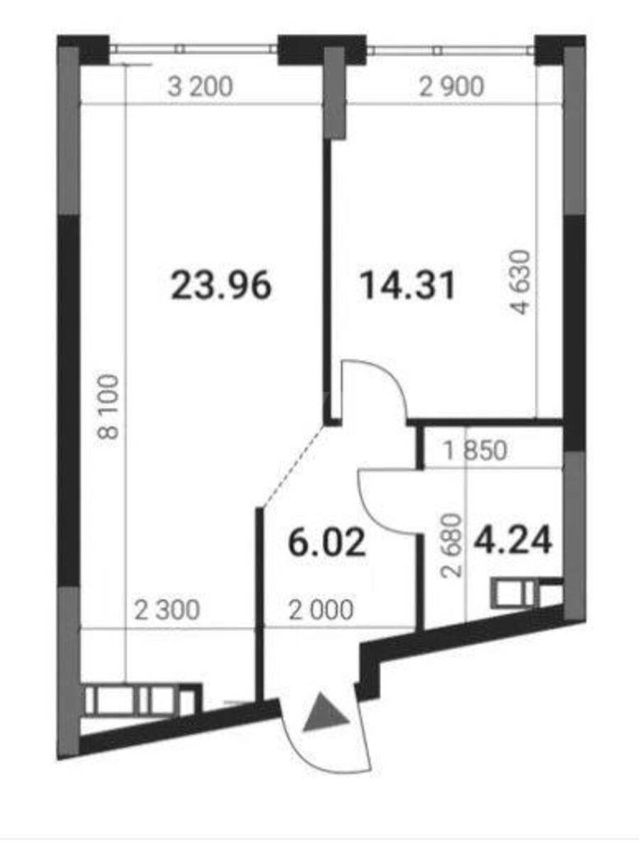 1k apartment vul. Prychal'na 107
