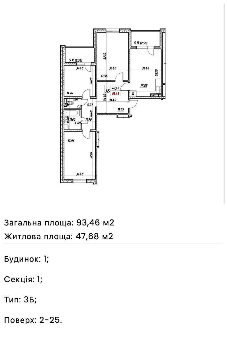 3k apartment vul. Konopljans'ka 2210
