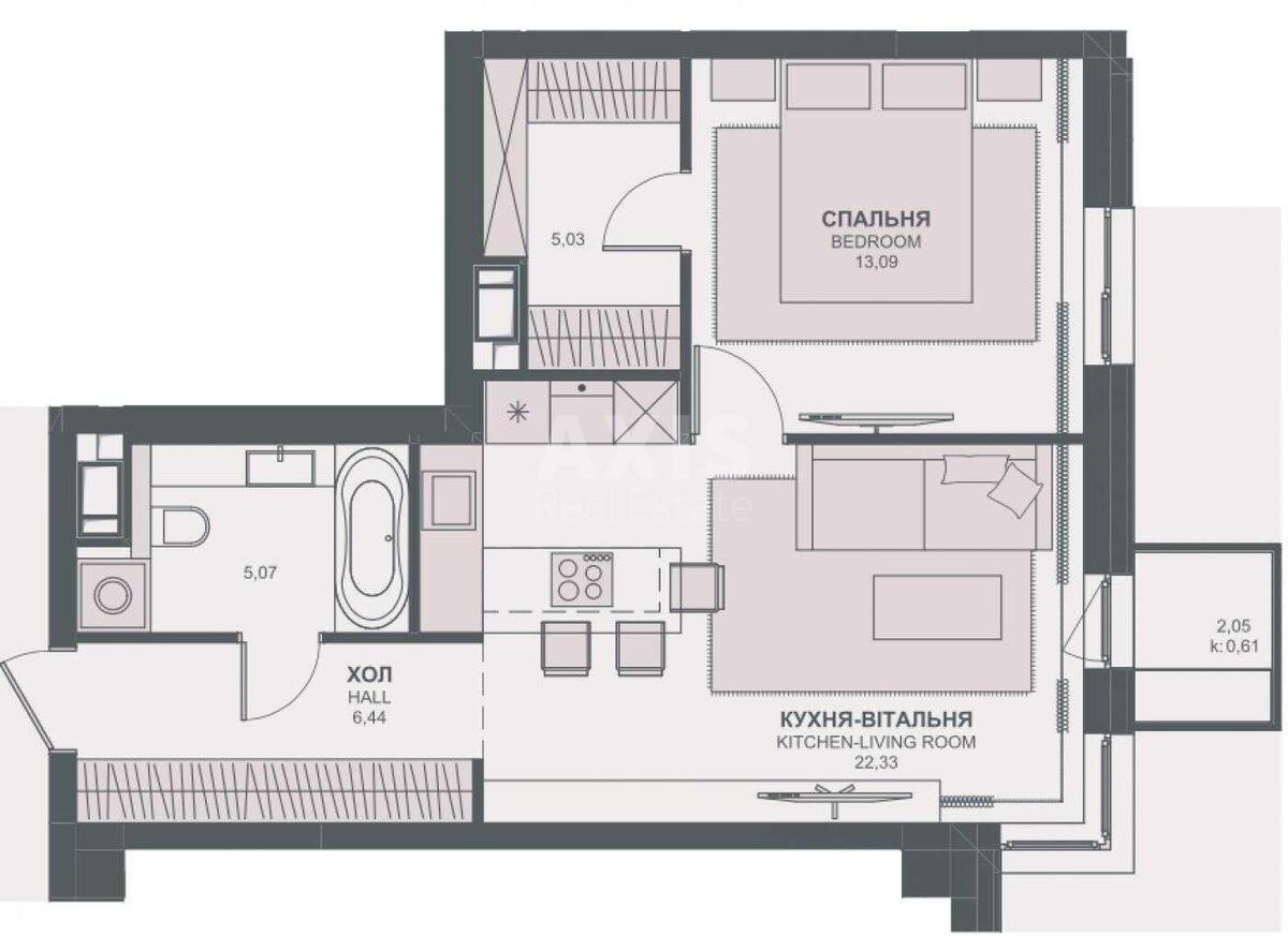 1k apartment vul. Barbjusa Anri 39/25691710