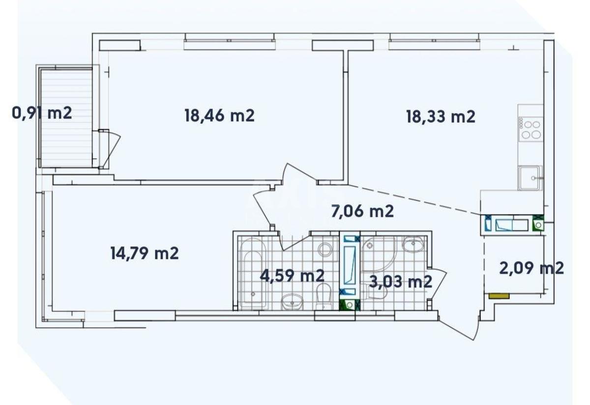 2к квартира ул. Семьи Кристеров 205