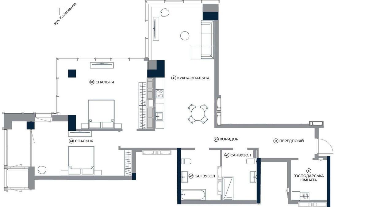 3k apartment vul. Antonovycha 136570481