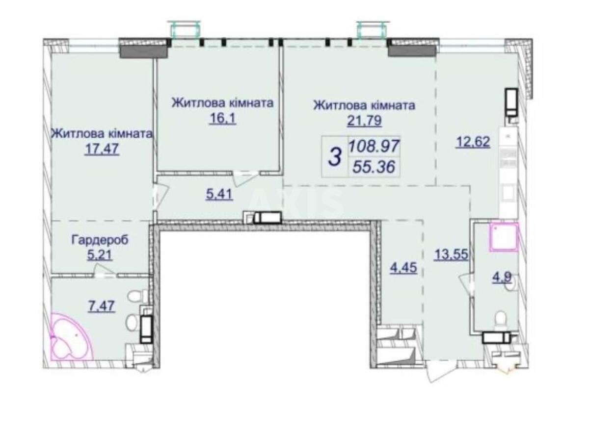 3k apartment vul. Dragomyrova Myhajla 187