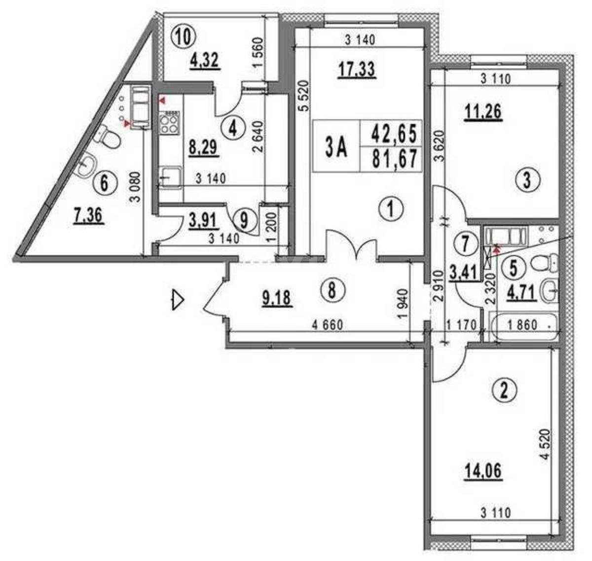 3k apartment pr-t Glushkova Akademika 67