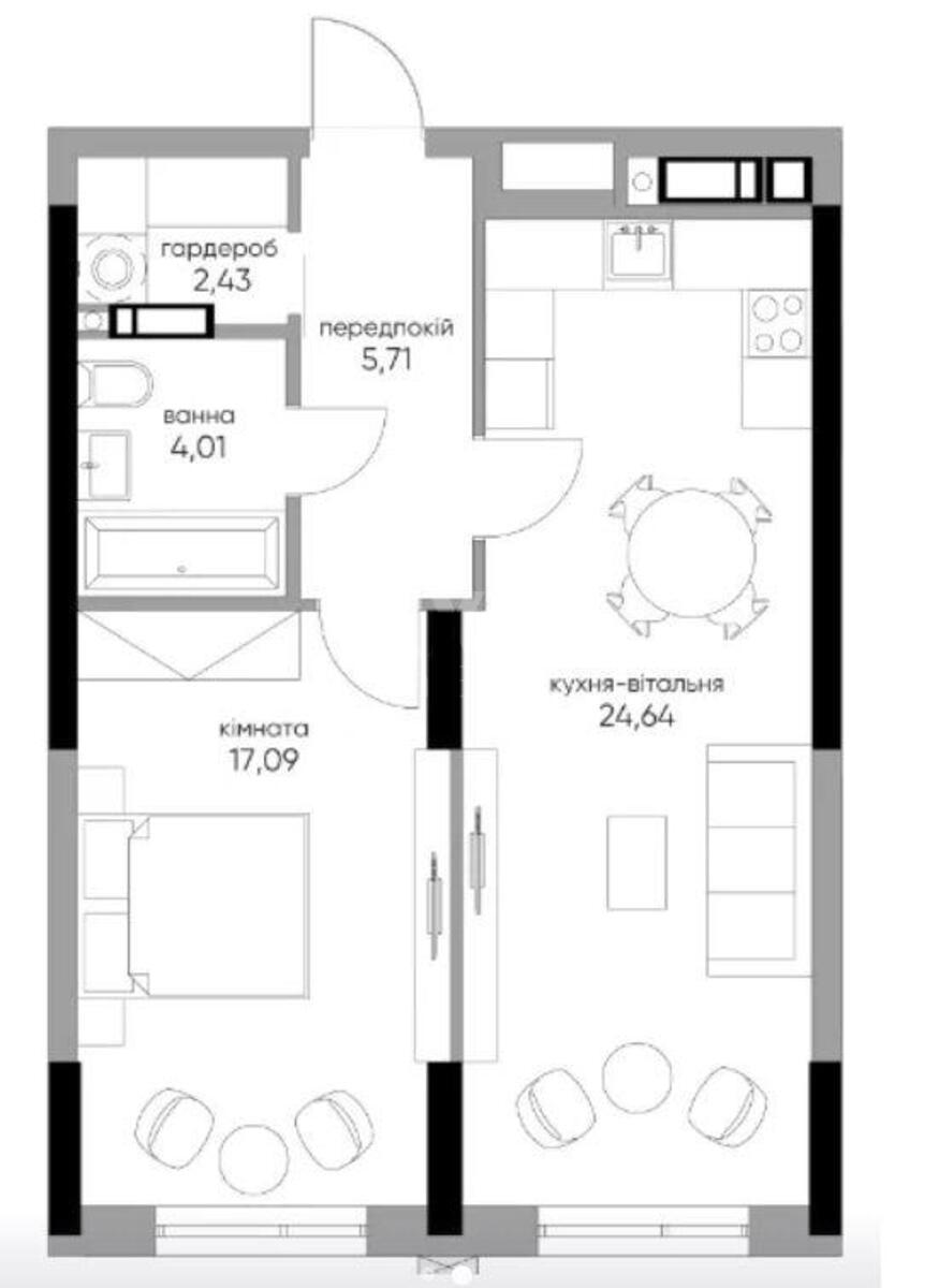 1k apartment vul. Zhmachenka Generala 260