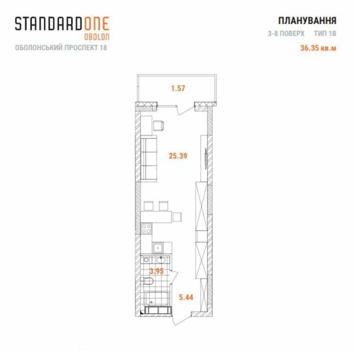 1k apartment pr-t Obolons'kyj 18578862