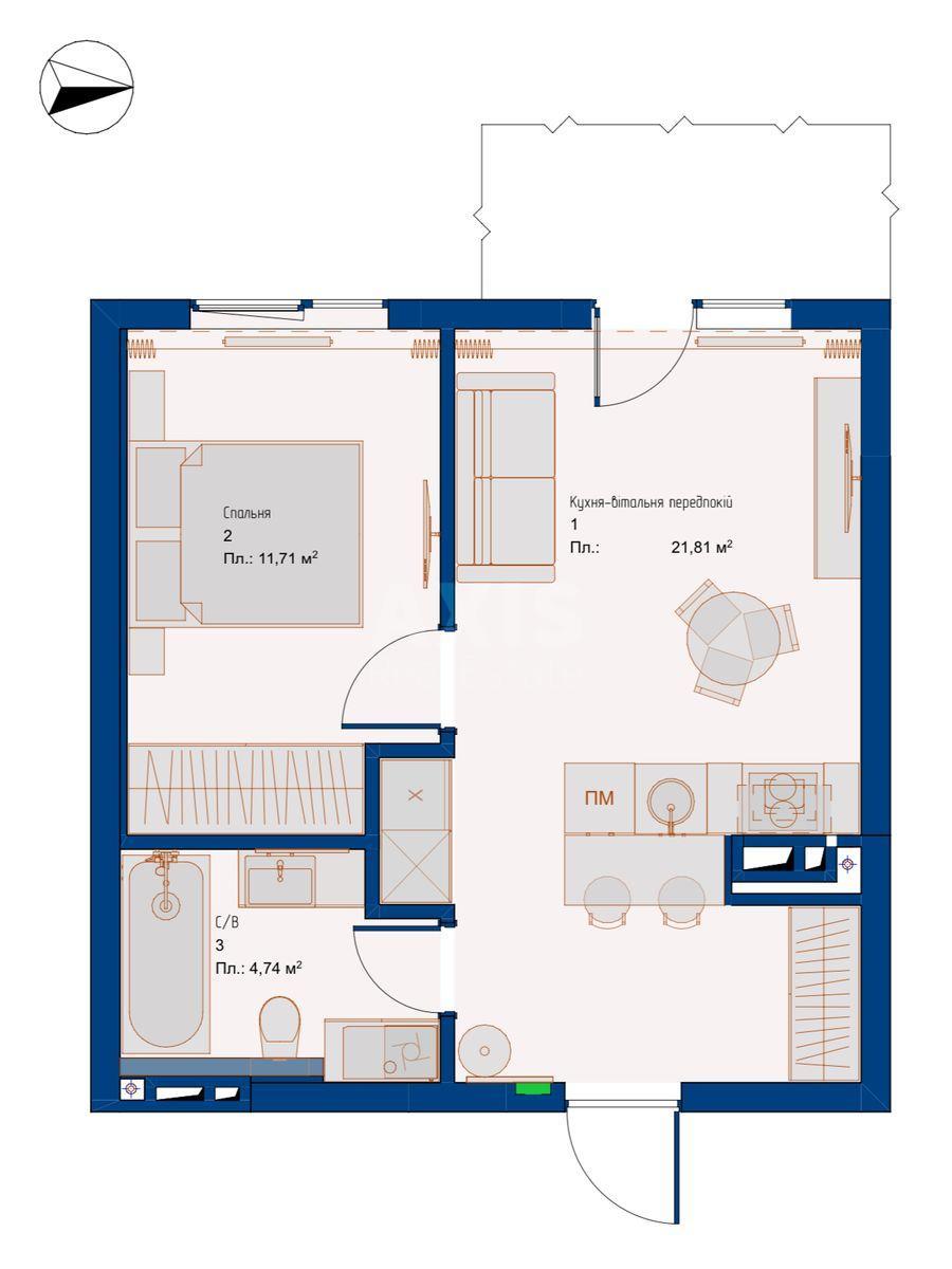 1k apartment vul. Zabolotnogo Akademika 1489