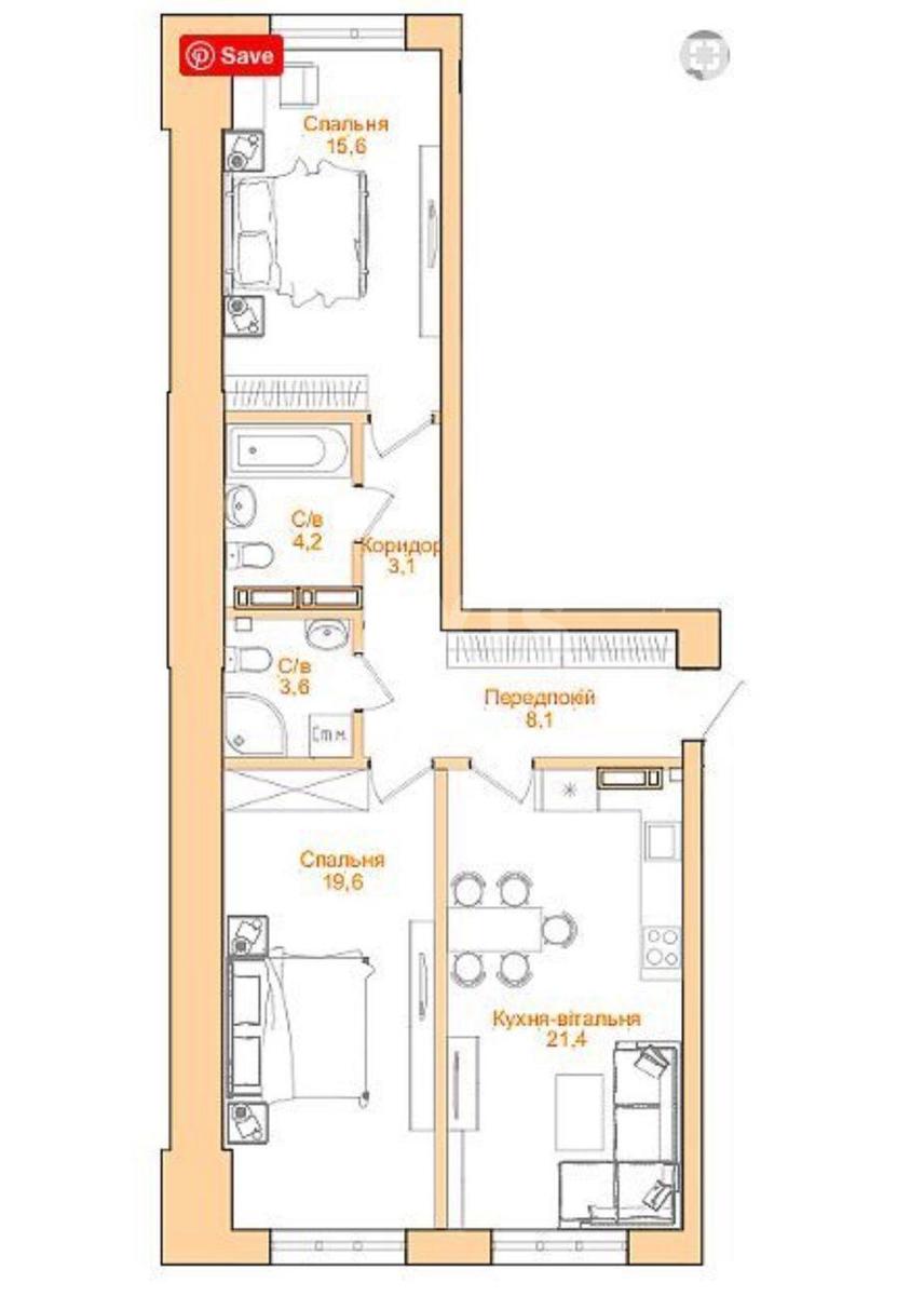 2k apartment bul. Druzhby Narodiv 14/1611
