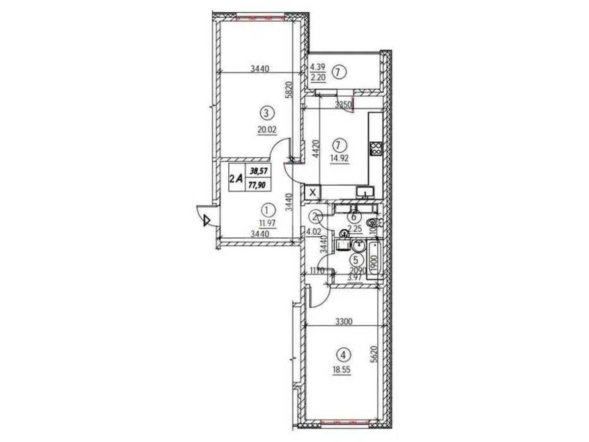 2k apartment vul. Konopljans'ka 2210