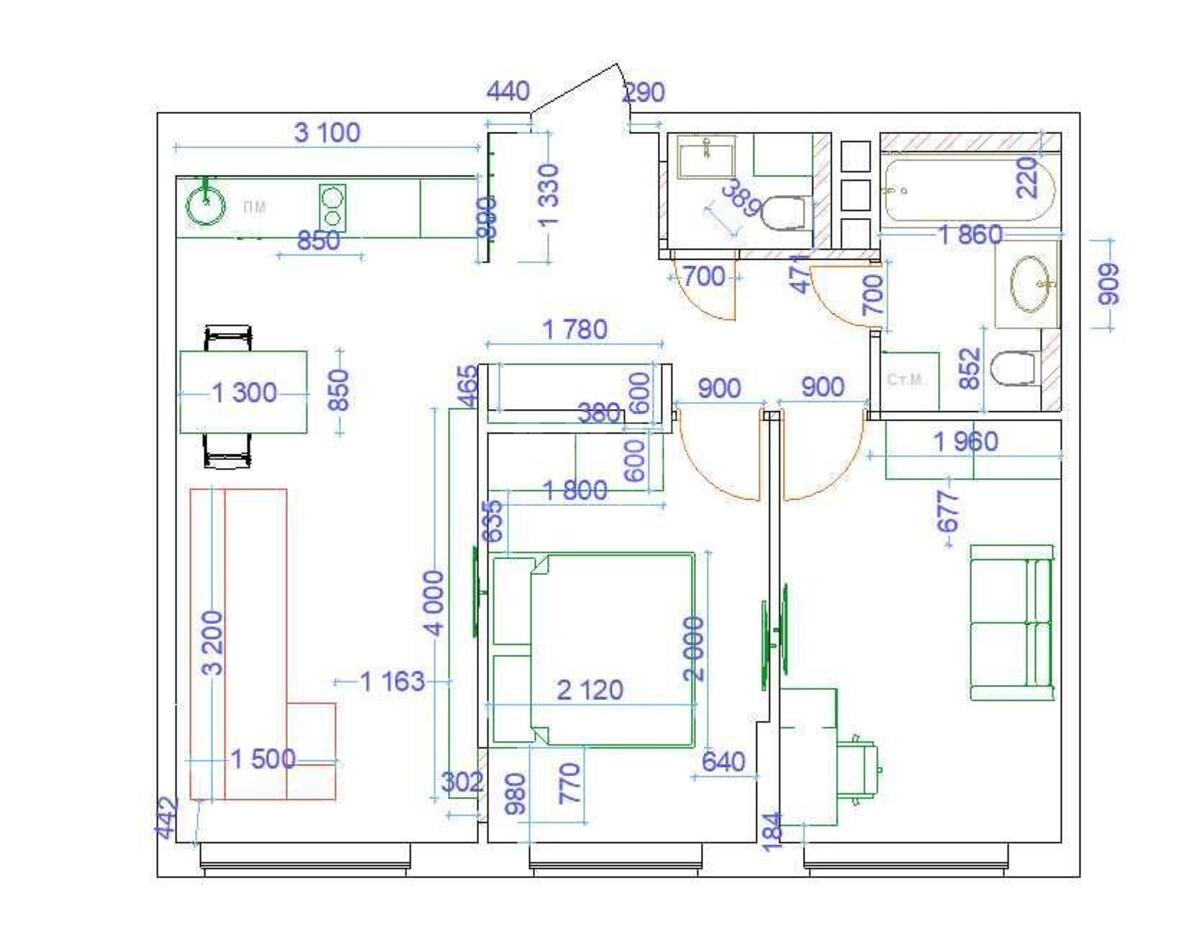 2k apartment nab. Dniprovs'ka 18А6156615