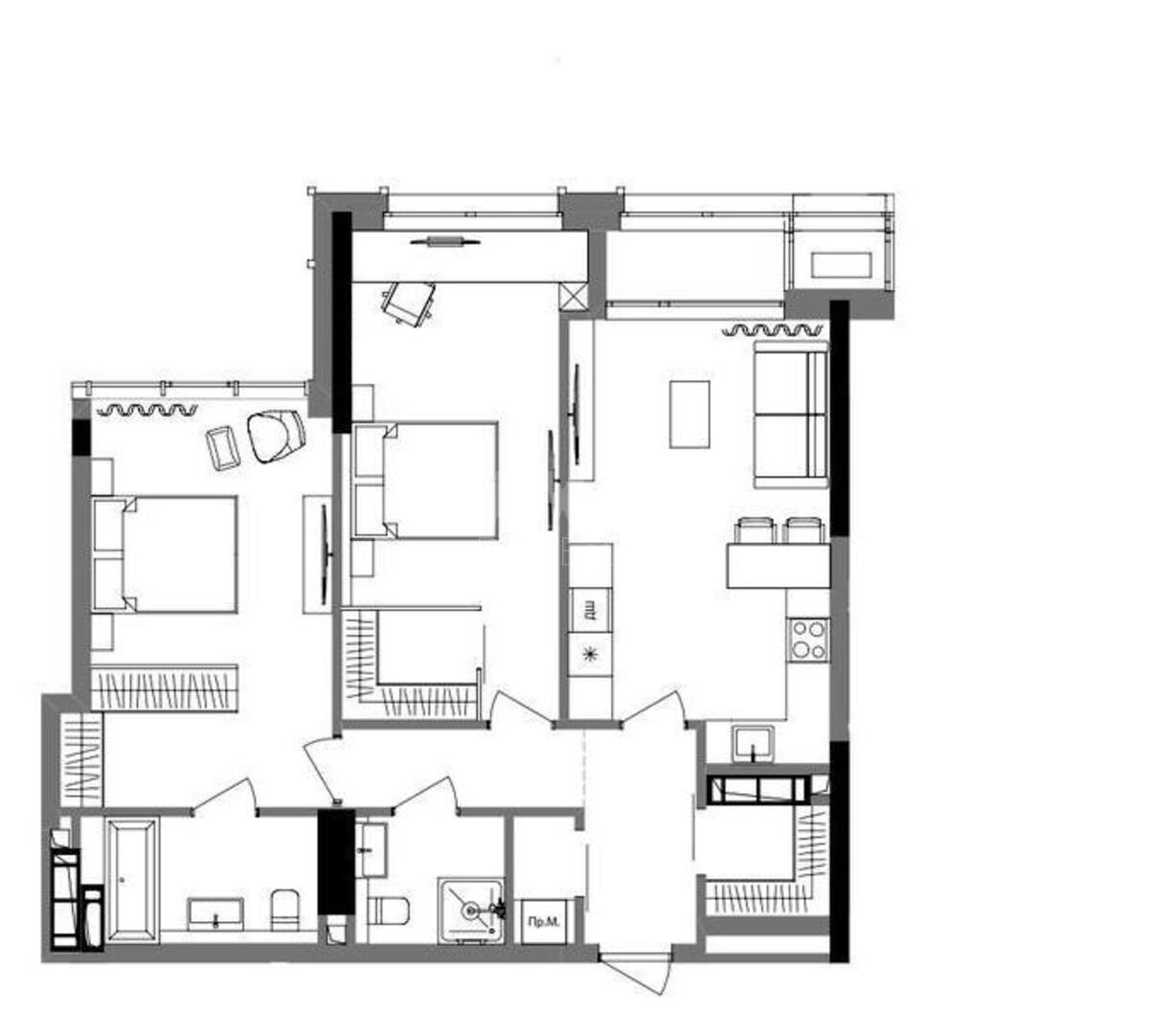 3k apartment vul. Antonovycha 136639285