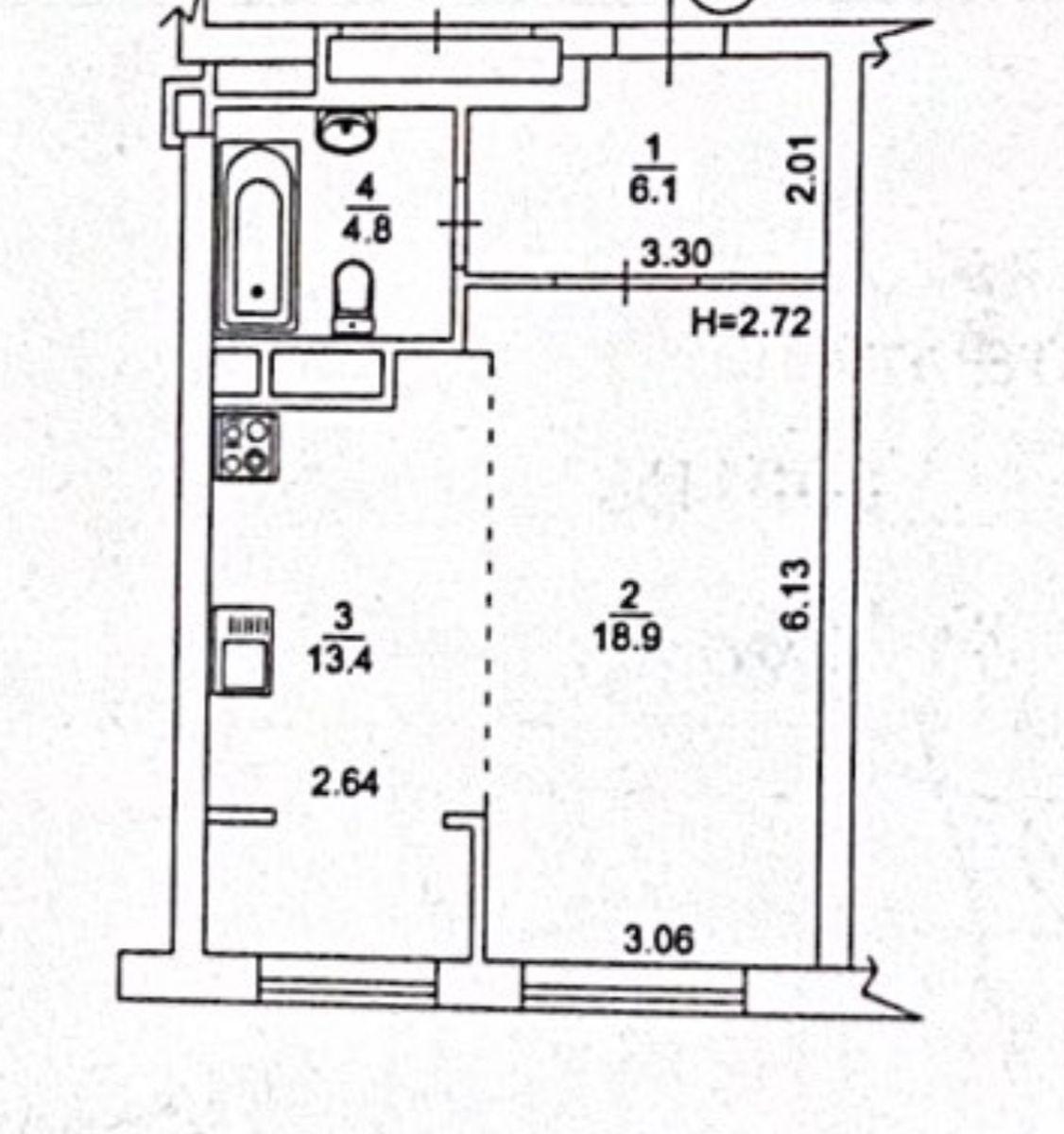 1k apartment vul. Zabolotnogo Akademika 1Б4