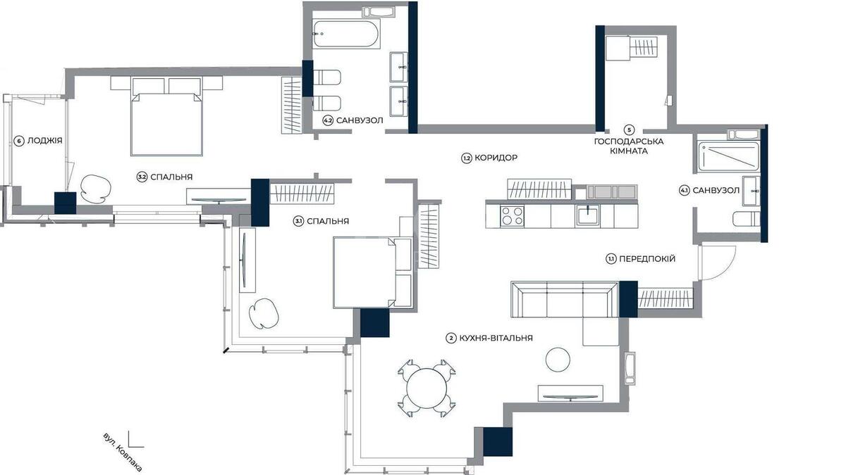 3k apartment vul. Antonovycha 136570500