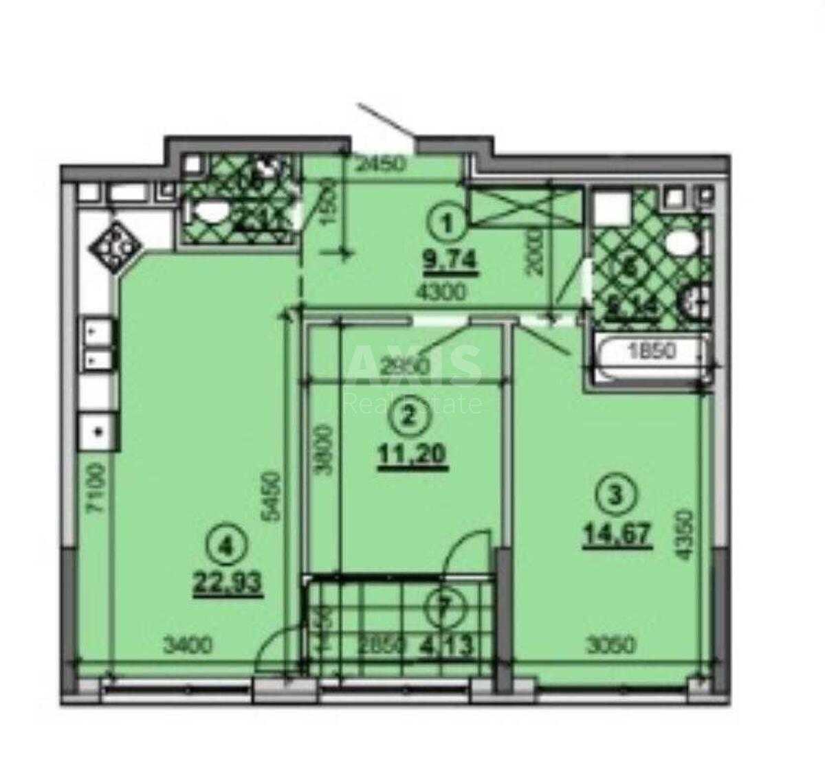 2k apartment nab. Dniprovs'ka 15606510