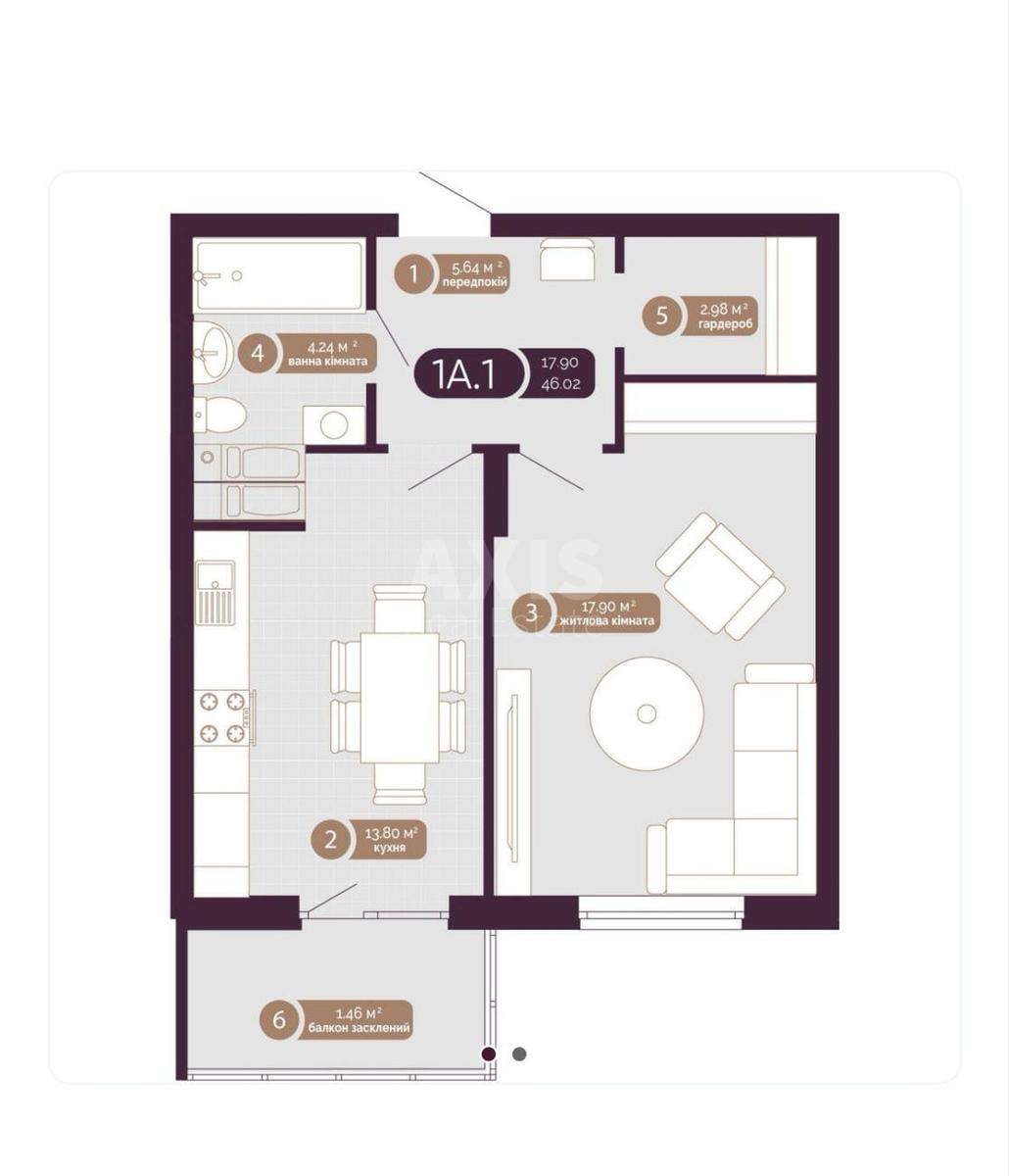 1k apartment vul. Vasyl'kivs'ka 376