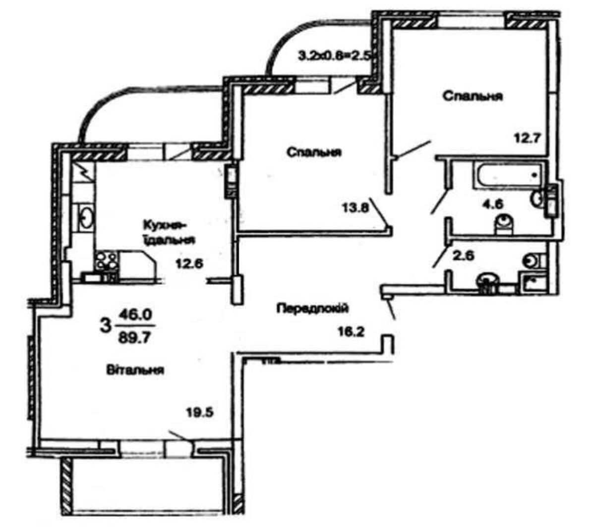 3k apartment vul. Petra Kalnyshevs'kogo 711