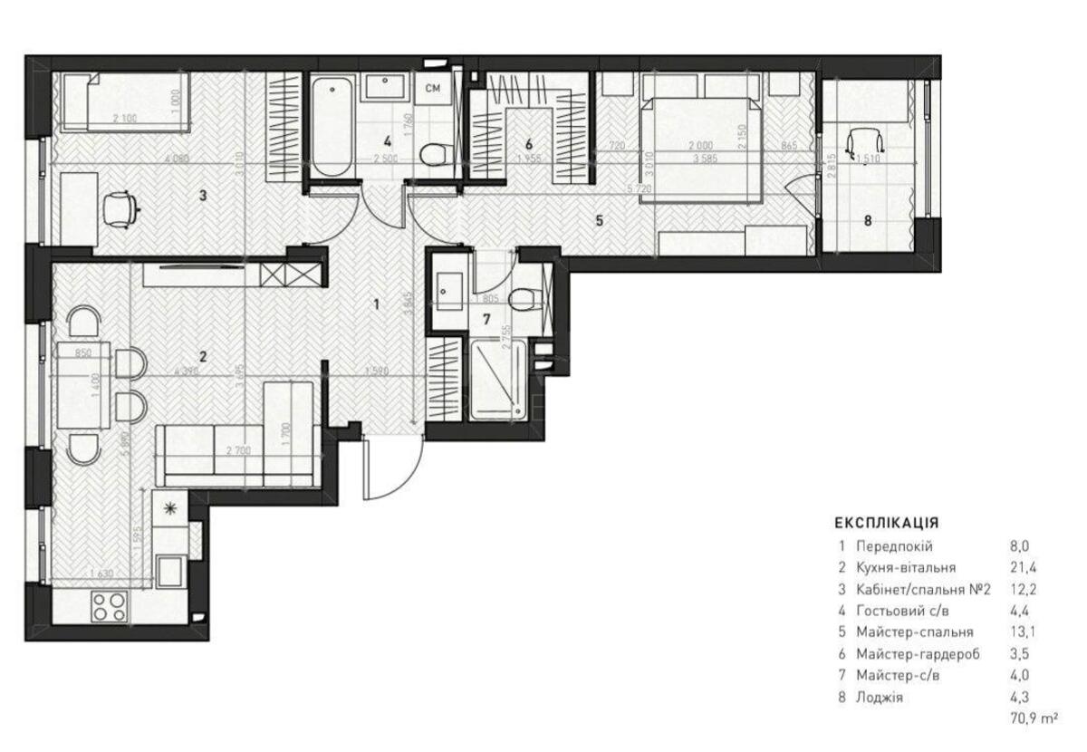 3k apartment vul. Saljutna 2Б584857