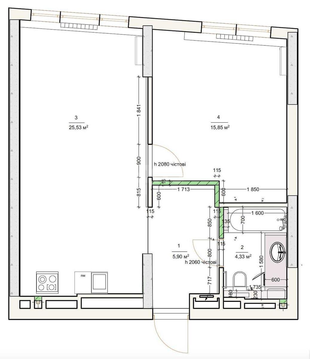1k apartment vul. Kravchenka Mykoly 245978012