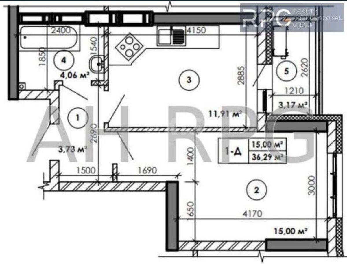 1k apartment vul. Klemans'ka 1569550
