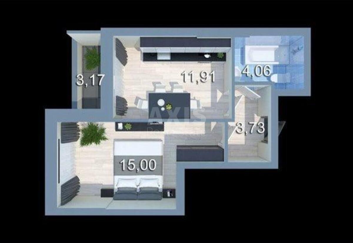 1k apartment vul. Klemans'ka 1569551