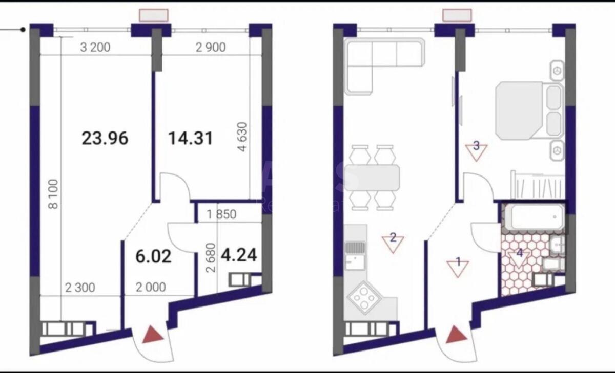 1k apartment vul. Prychal'na 10634570